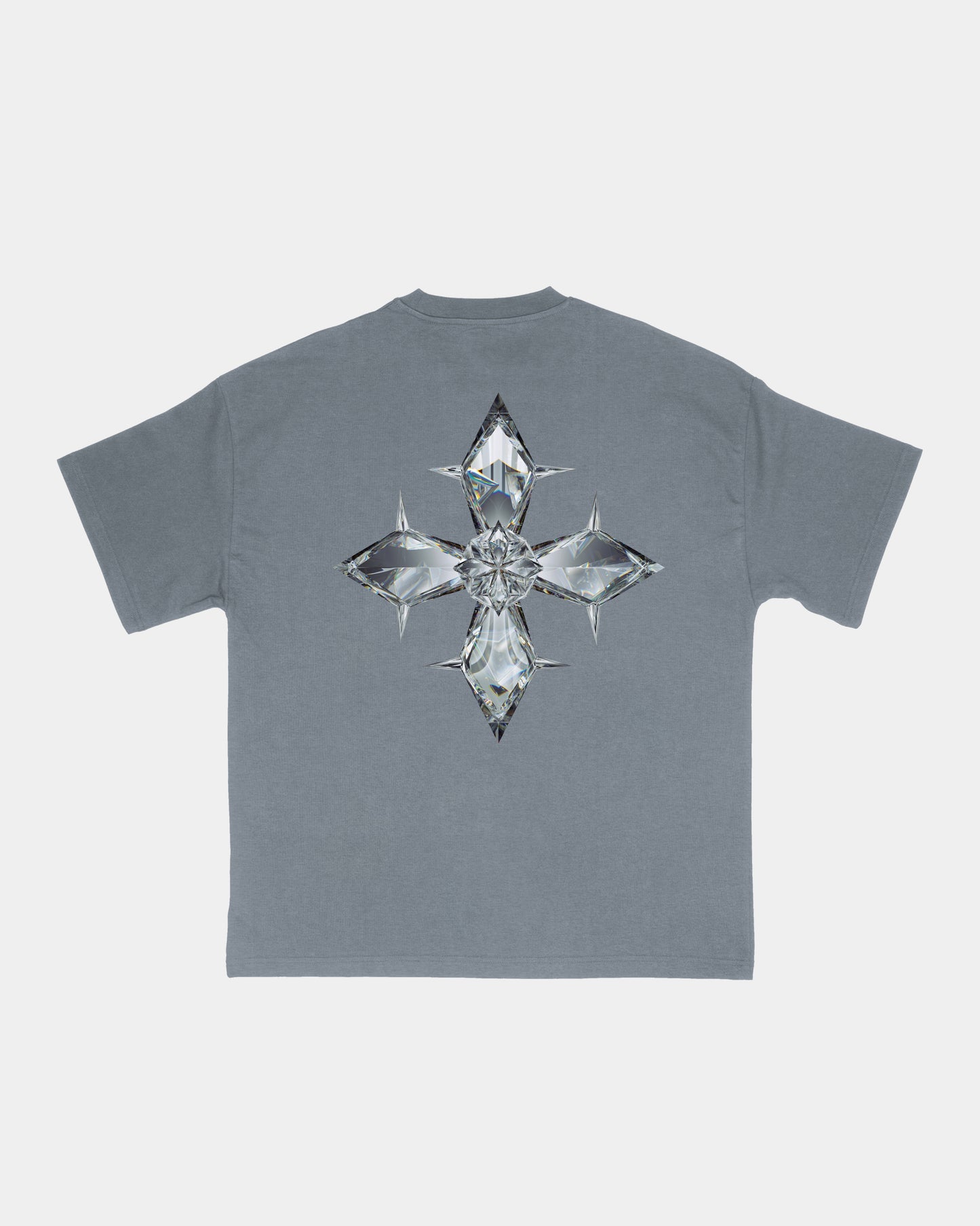 'Faith Diamond Cross' Basic Tee. (cement)