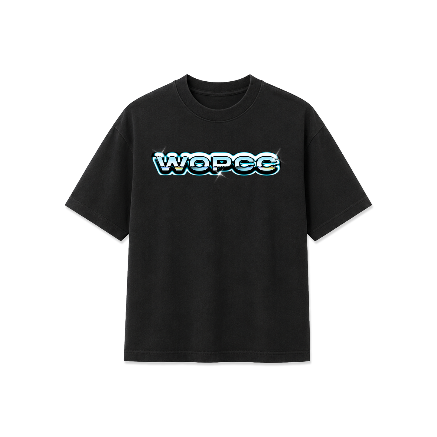 WOPCC Chrome Bubble Letter Tee (Black)