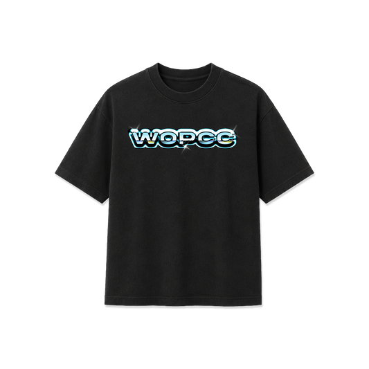 WOPCC Chrome Bubble Letter Tee (Black)