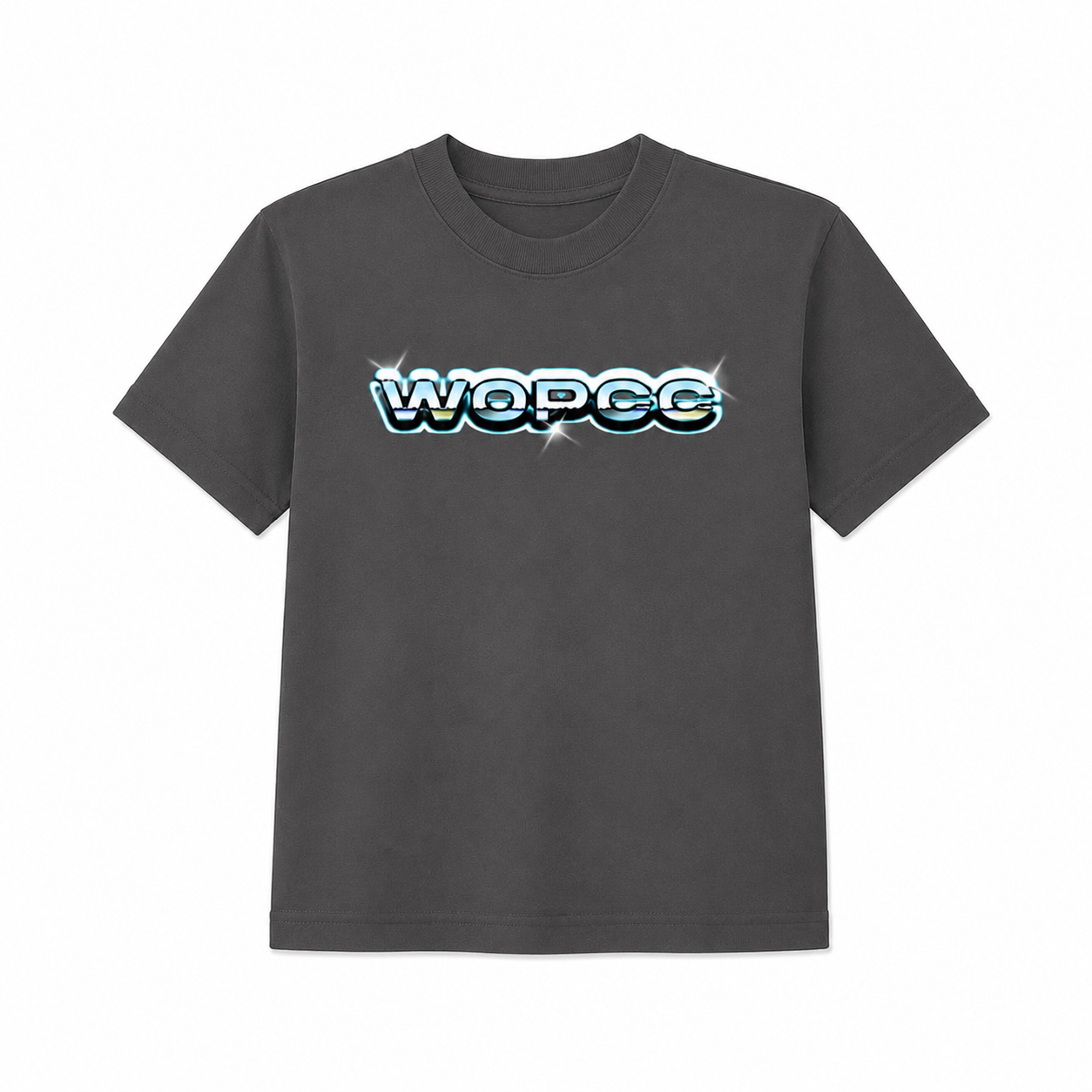 WOPCC Chrome Bubble Letter Youth Tee (Charcoal)