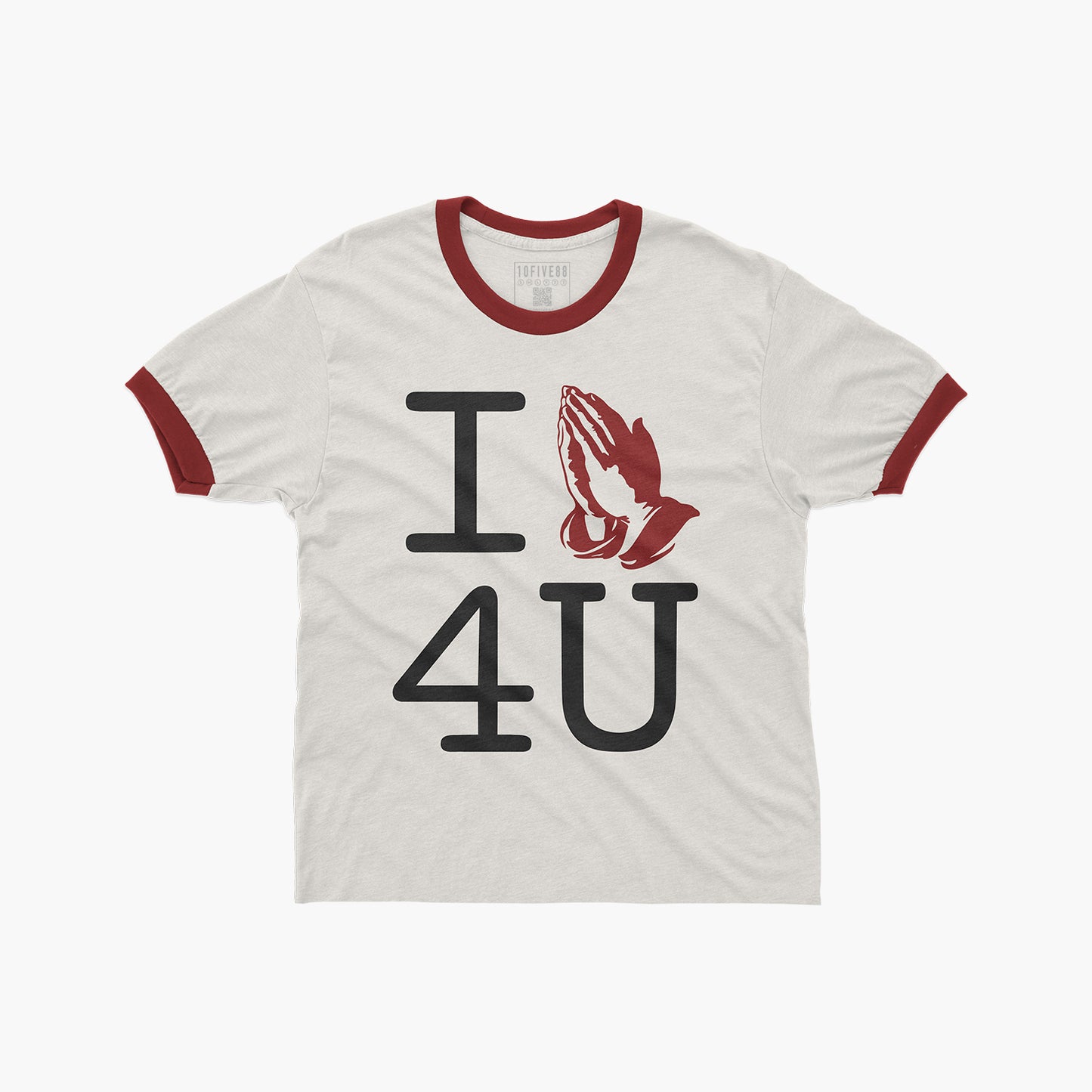 'I PRAY 4 U' Raw Cropped Ringer (White/Red)