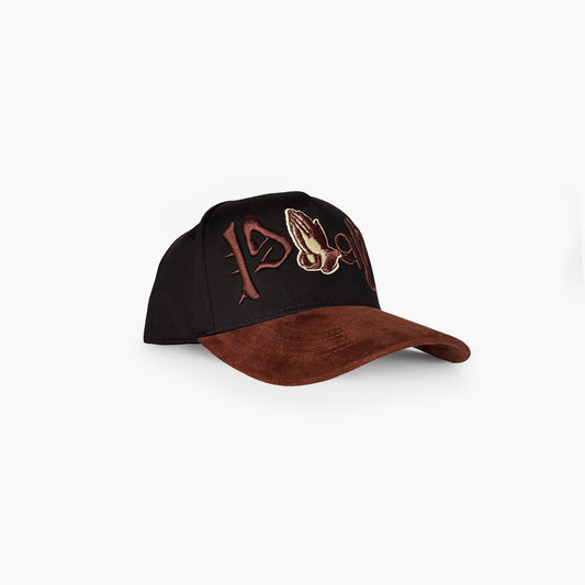 'Pray' Suede Brim Two-Tone Snapback (Black/Brown)