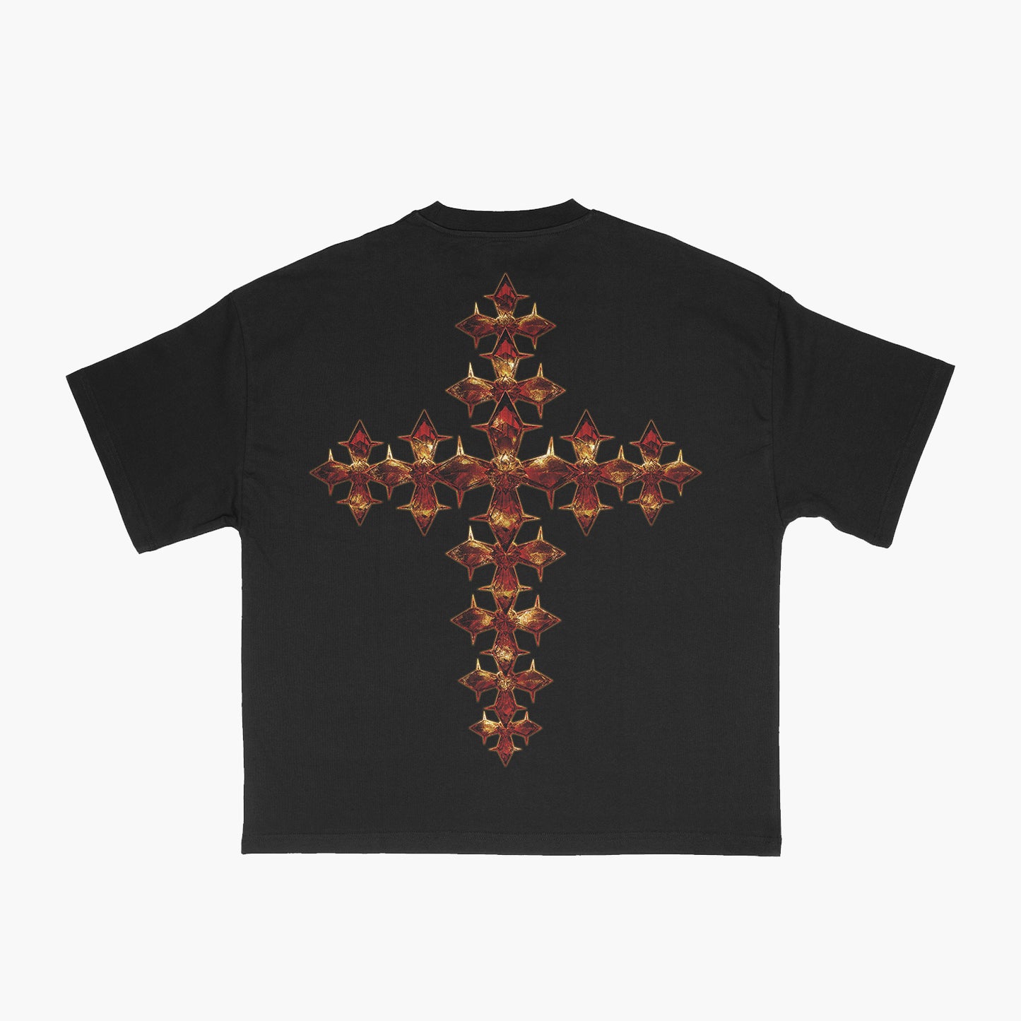 'Prayer in Pearls' Cropped Length Tee (Black)