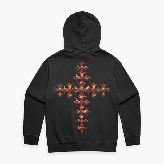 'Prayer in Pearls' Faded Hoodie (Black)