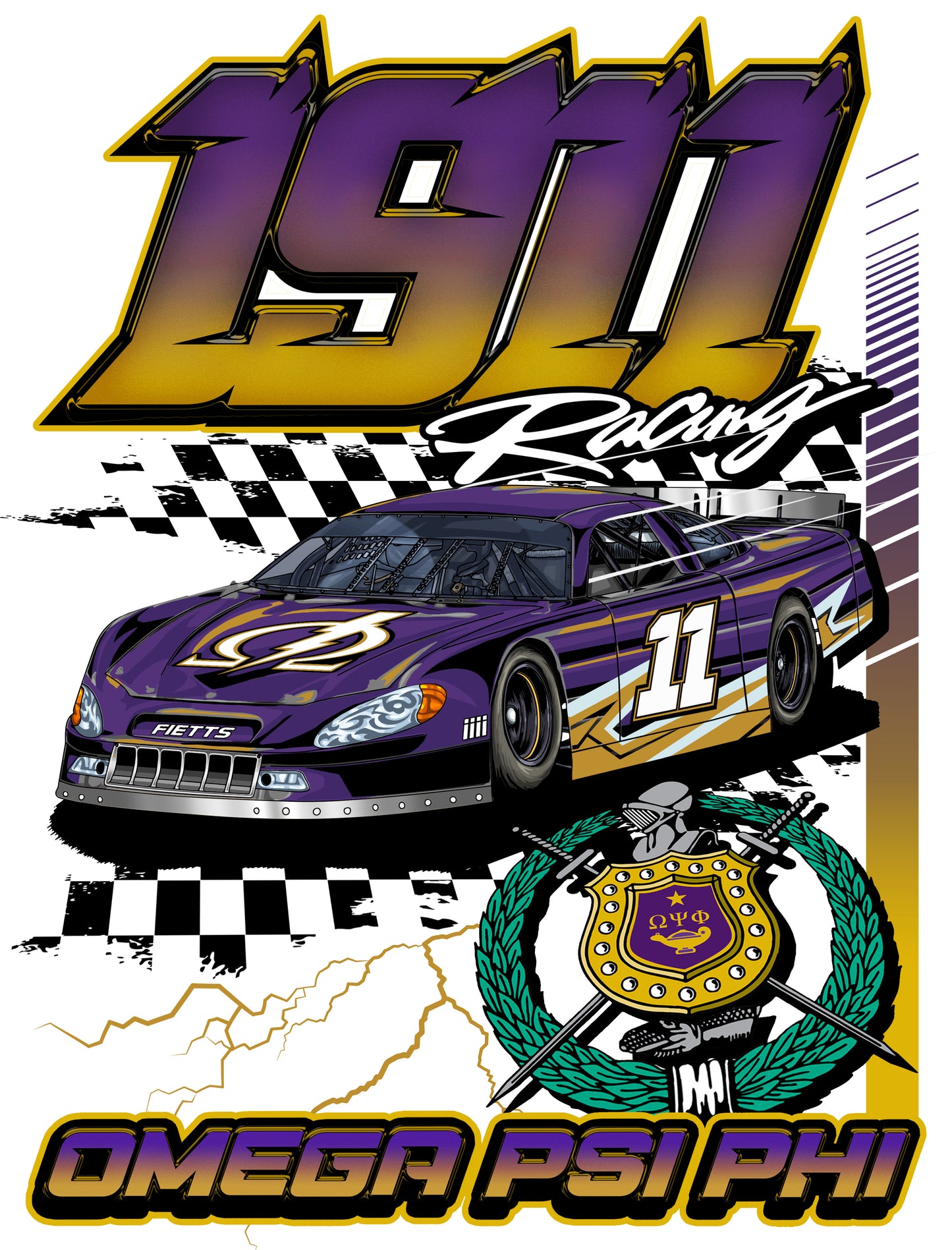 Omega Psi Phi '1911 Racing'. (white)