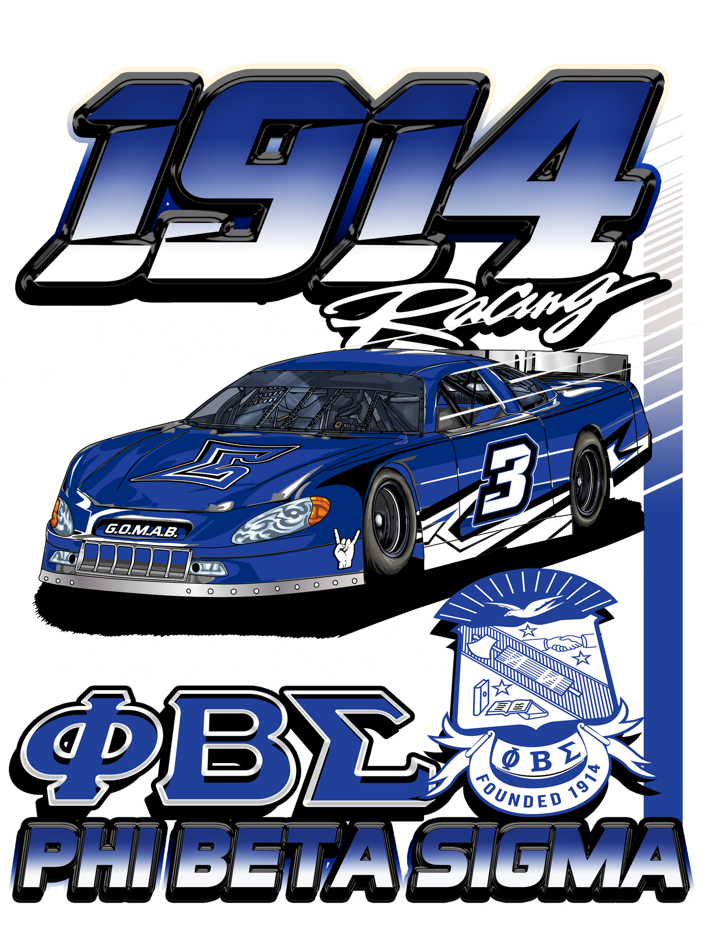 Phi Beta Sigma '1914' Racing' Crewneck (Black)