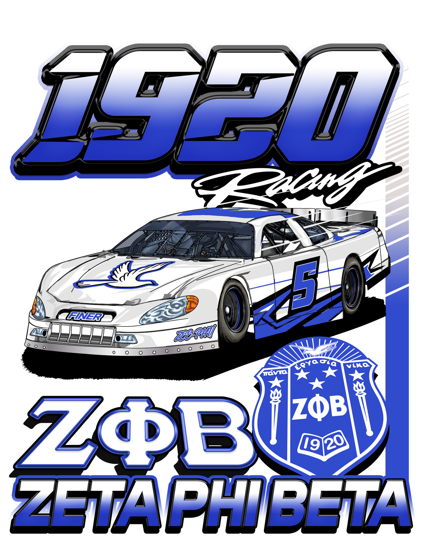 Zeta Phi Beta '1920' Racing' Crewneck (Black)