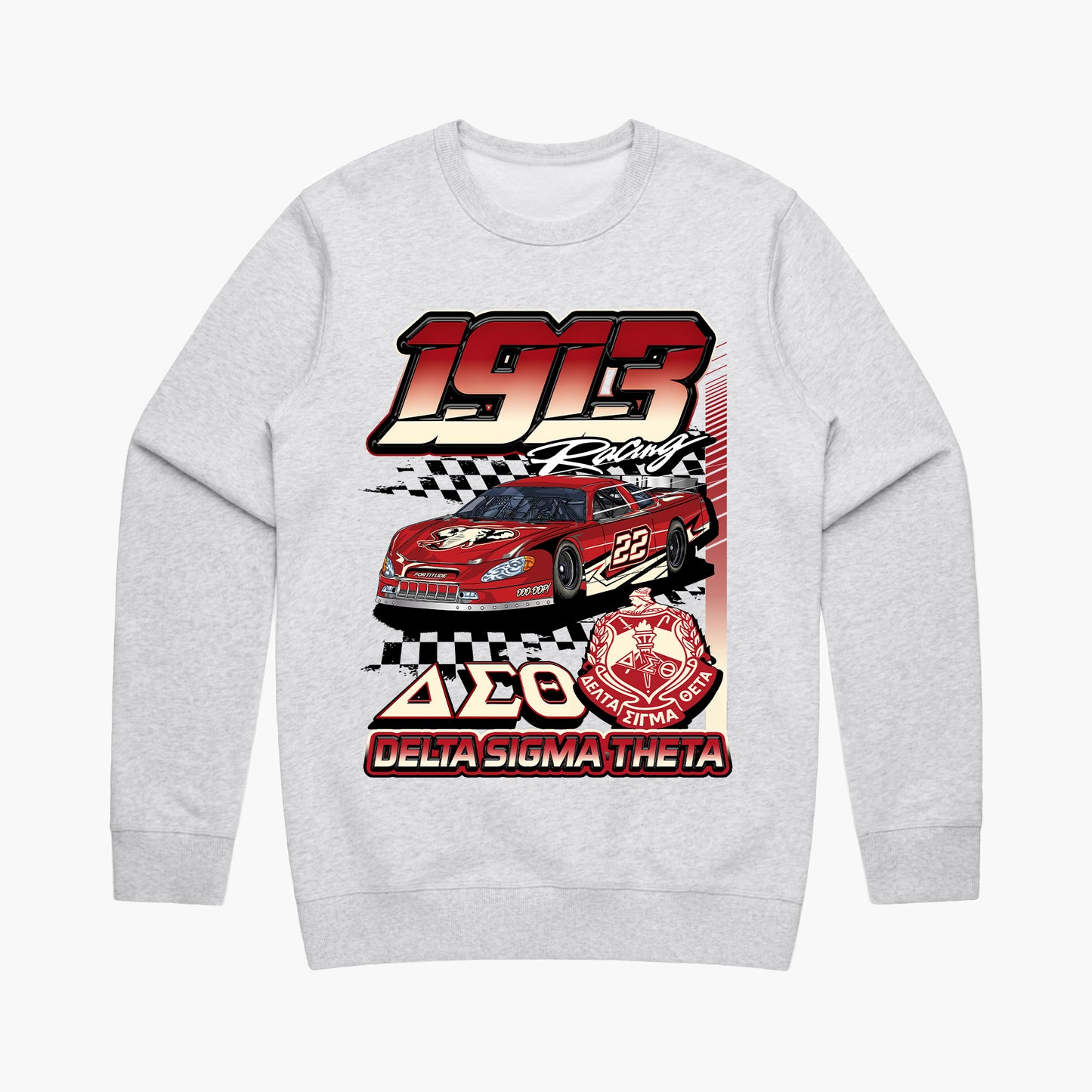 Delta Sigma Theta '1913 Racing' Crewneck (Heather White)