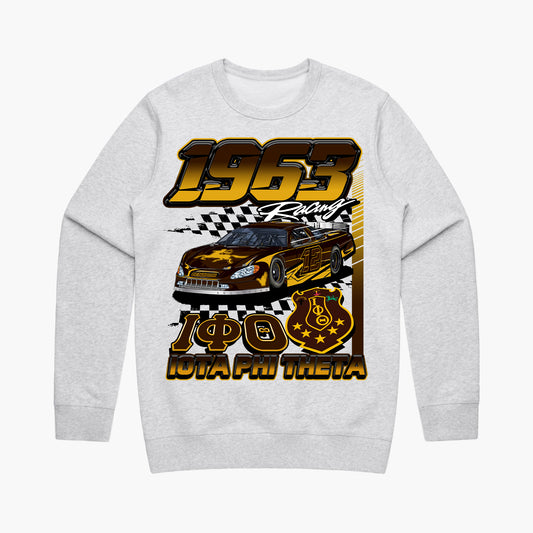 Iota Phi Theta '1963' Racing' Crewneck (Heather White))