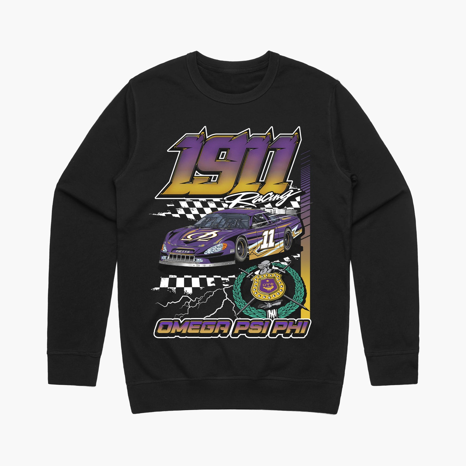 Omega Psi Phi 1911 Racing Crewneck Black