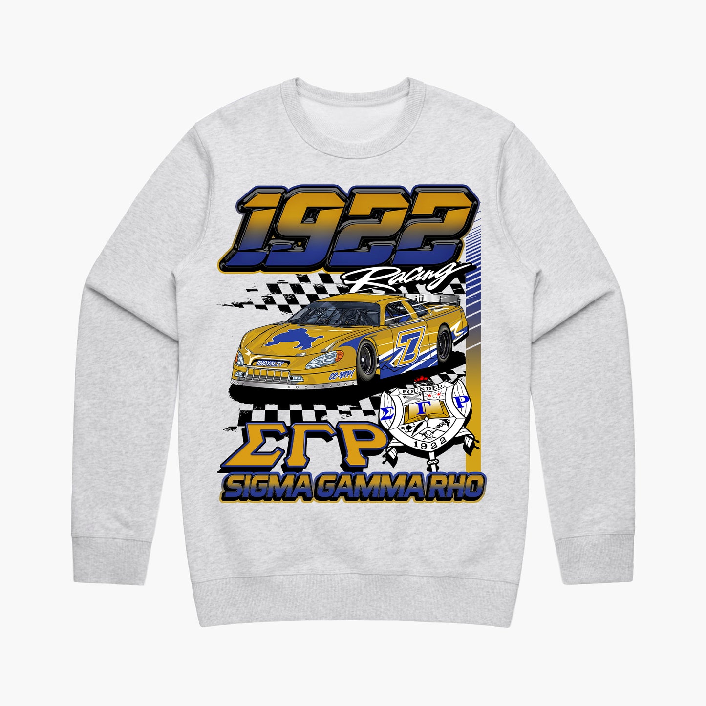 Sigma Gamma Rho '1922' Racing' Crewneck (Heather White)