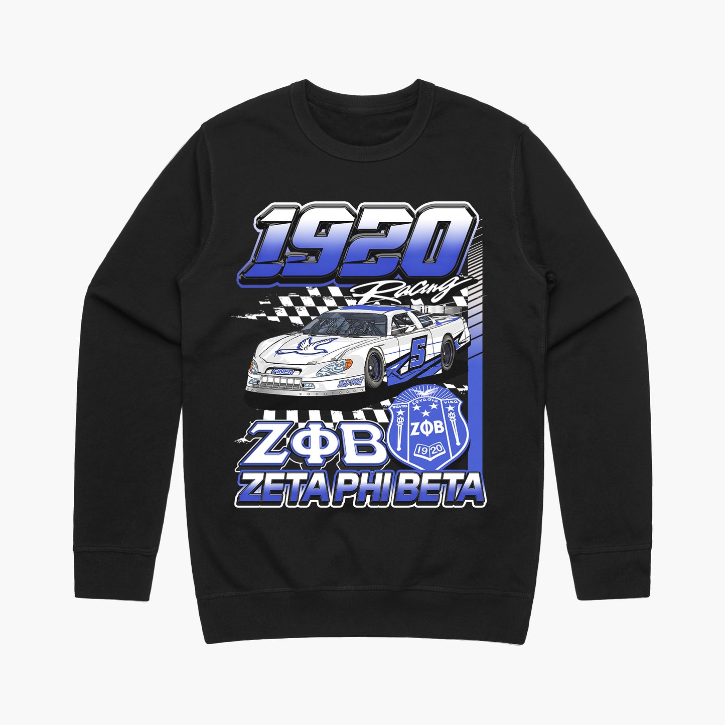 Zeta Phi Beta '1920' Racing' Crewneck (Black)