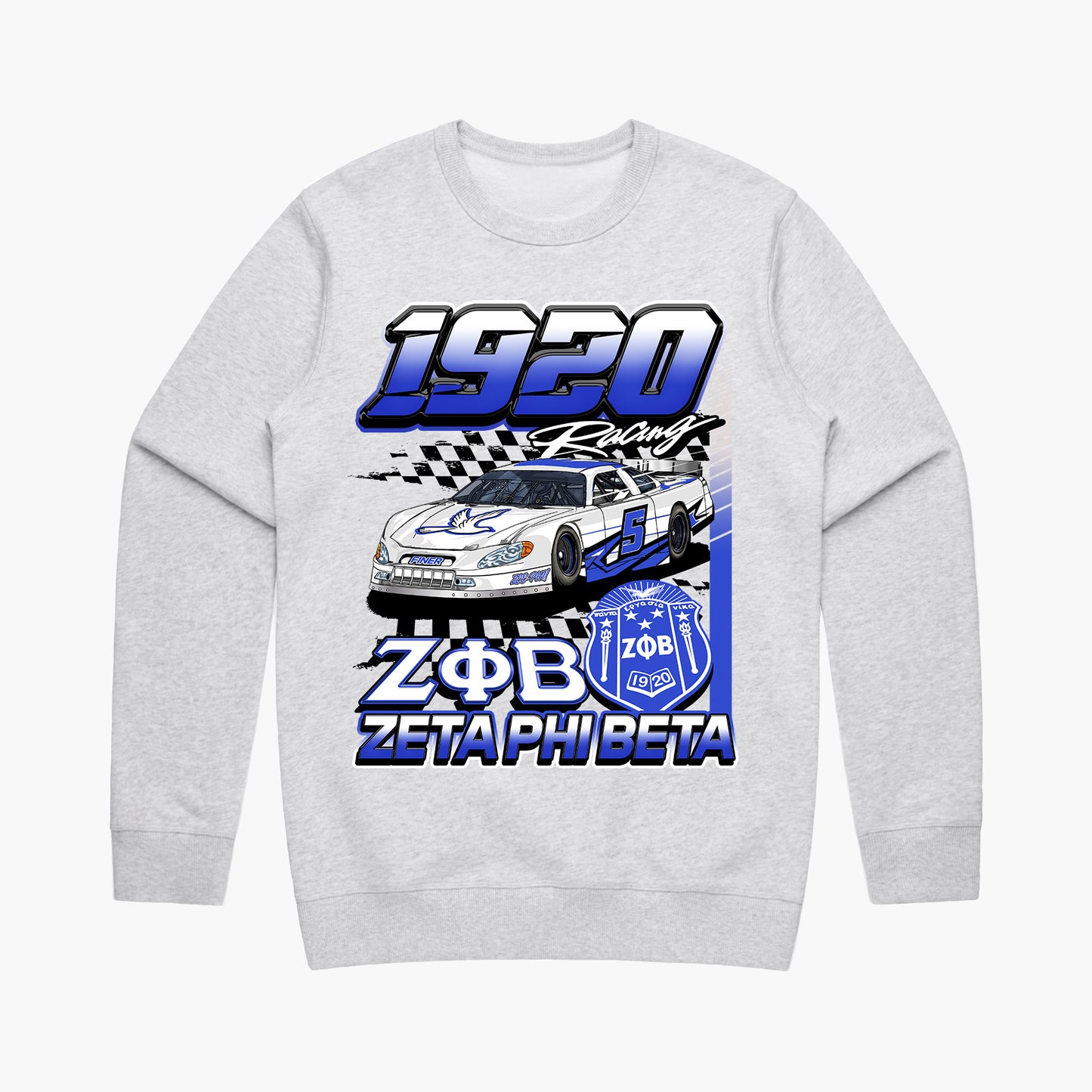 Zeta Phi Beta '1920' Racing' Crewneck (Heather White))